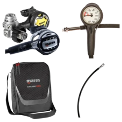 Mares Atemregler Komplettset Atlas 62X Mit Octopus Dual / Atemreglertasche / Finimeter / Inflatorschlauch