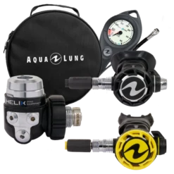 Aqua Lung Atemregler Komplettset Helix Compact Pro + Octopus / Automatentasche / Finimeter / Inflatorschlauch