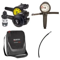 Atemregler Komplettset MK2 EVO DIN / S270 / R095 / Atemreglertasche / Finimeter / Inflatorschlauch