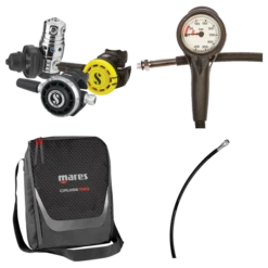 Atemregler Komplettset MK25 EVO / G260 / R105 / Atemreglertasche / Finimeter / Inflatorschlauch