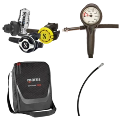 Atemregler Komplettset MK25 EVO / S600 / R105 / Atemreglertasche / Finimeter / Inflatorschlauch