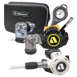 Atemregler Komplettset XL4+ Stage 3 DIN + 1. Stufe DS4 / Automatentasche / Finimeter / Inflatorschlauch