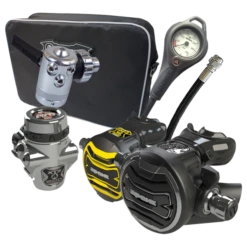Atemregler Komplettset XTX 200 Din + Oct. XTX 40 Set + 1. Stufe DS4 / Automatentasche / Finimeter / Inflatorschlauch