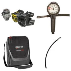 Atemregler Komplettset XTX 200 Din + Oct. XTX 40 Set / Atemreglertasche / Finimeter / Inflatorschlauch