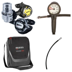 Mares Atemreglerkomplettset Atlas ADJ 62X TBP Mit Octopus Dual / Atemreglertasche / Finimeter / Inflatorschlauch
