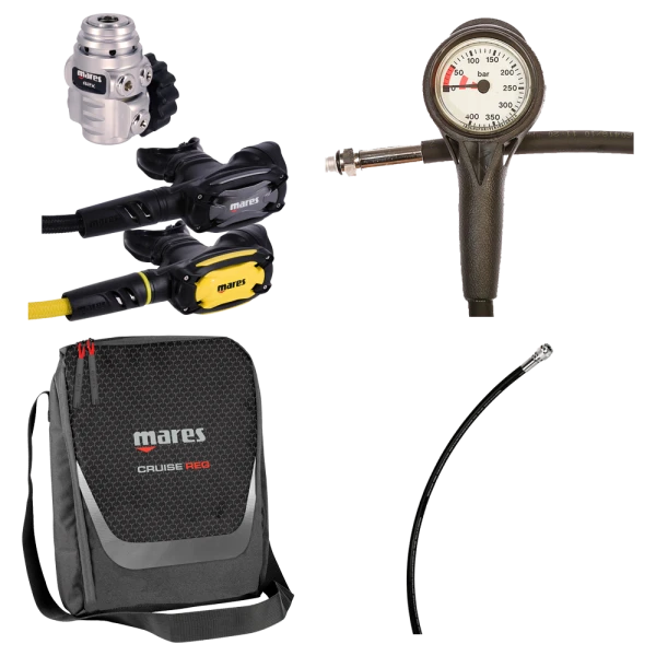Mares Atemreglerkomplettset SXS 62X Mit Octopus SXS / Atemreglertasche / Finimeter / Inflatorschlauch