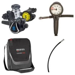 Atemregler Komplettset MK17 EVO / C370 / R095 / Atemreglertasche / Finimeter / Inflatorschlauch